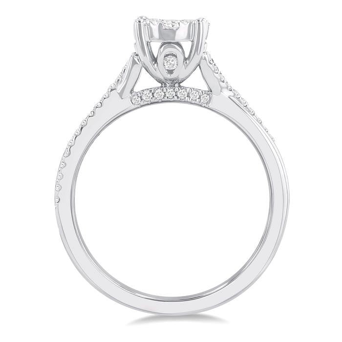 1/2 Ctw Round Shape Shine Bright Split Entwined Shank Round Cut Diamond Engagement Ring in 14K White Gold