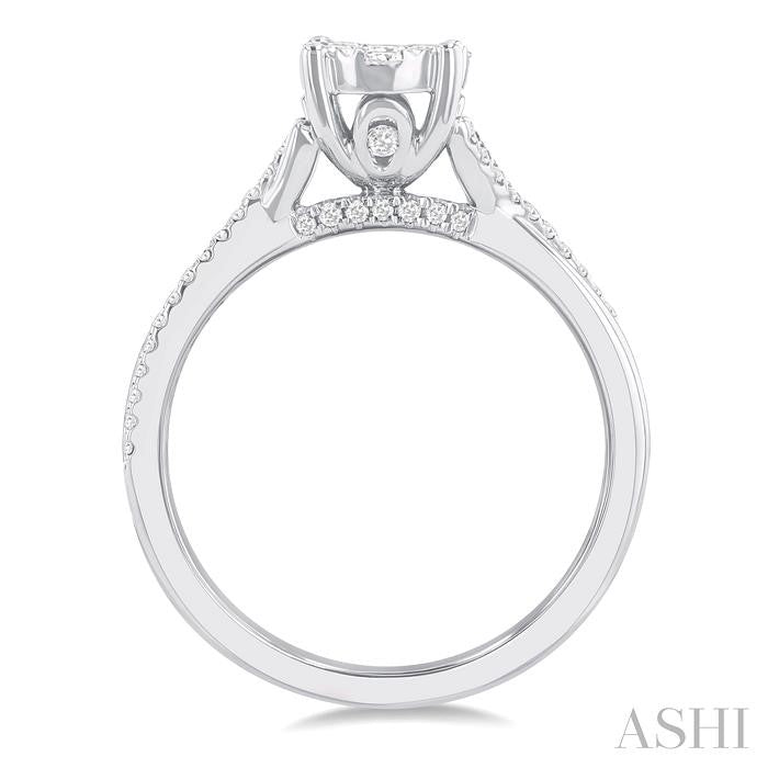 1/2 Ctw Round Shape Shine Bright Split Entwined Shank Round Cut Diamond Engagement Ring in 14K White Gold