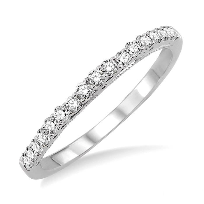 1/4 Ctw Round Cut Diamond Wedding Band in 14K White Gold