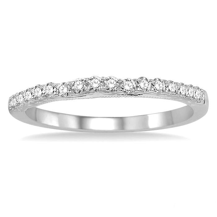 1/4 Ctw Round Cut Diamond Wedding Band in 14K White Gold