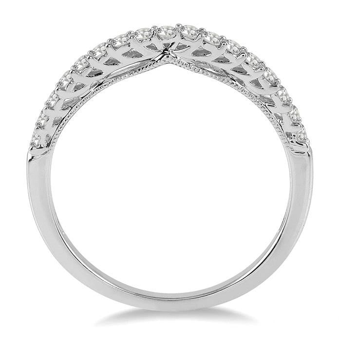 1/4 Ctw Round Cut Diamond Wedding Band in 14K White Gold