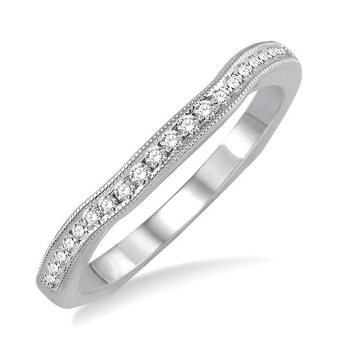 1/5 Ctw Round Cut Diamond Wedding Band in 14K White Gold