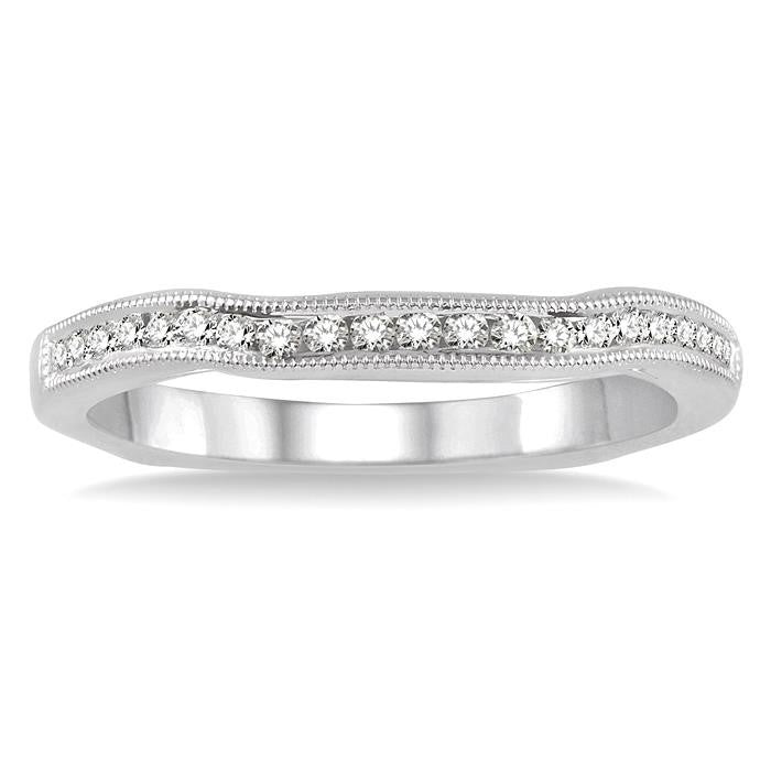 1/5 Ctw Round Cut Diamond Wedding Band in 14K White Gold