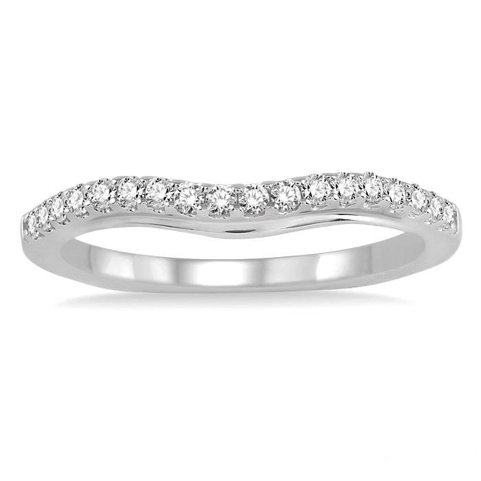 1/4 Ctw Round Cut Diamond Wedding Band in 14K White Gold