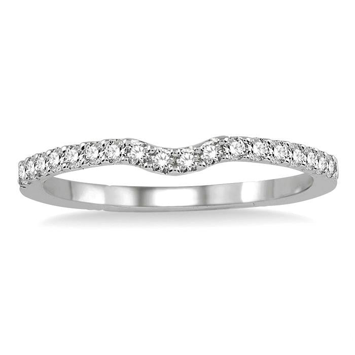 1/5 Ctw Round Cut Diamond Wedding Band in 14K White Gold