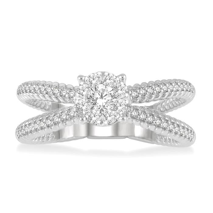 Shine Bright Stone 14K White Gold Diamond Cluster Ring