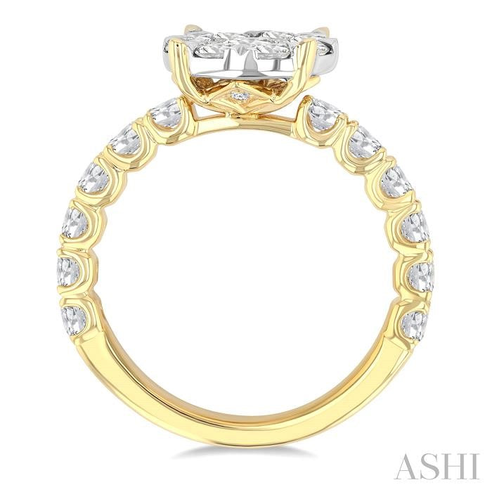 2 Ctw Shine Bright Circular Shaped Round Cut Diamond Engagement Ring in 14K Yellow and White Gold