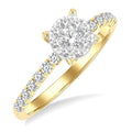 1/2 Ctw Shine Bright Circular Shaped Round Cut Diamond Engagement Ring in 14K Yellow and White Gold