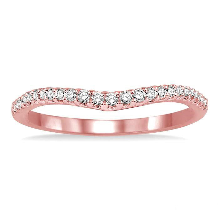 1/6 Ctw Round Cut Diamond Wedding Band in 14K Rose Gold