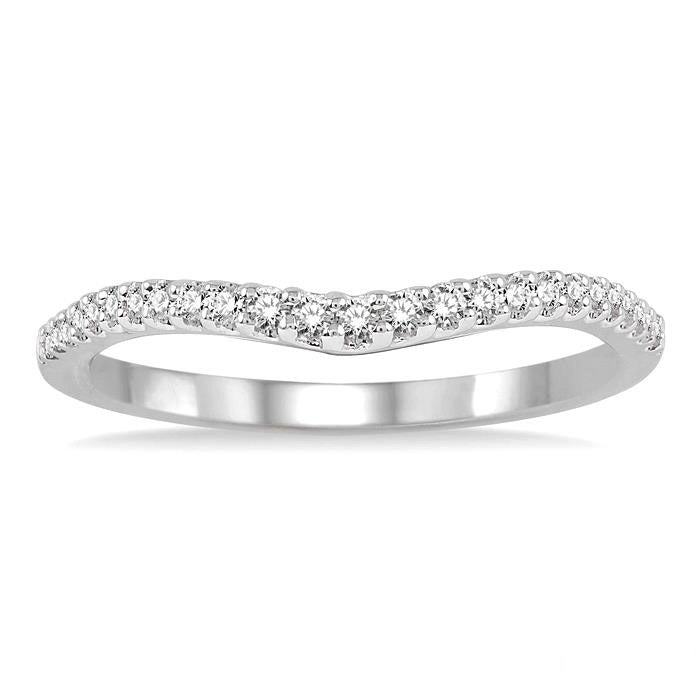 1/6 Ctw Round Cut Diamond Wedding Band in 14K White Gold