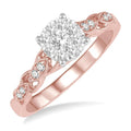 3/8 Ctw Two-Tone Lattice Round Cut Diamond Shine Bright Ring in 14K Rose and White Gold