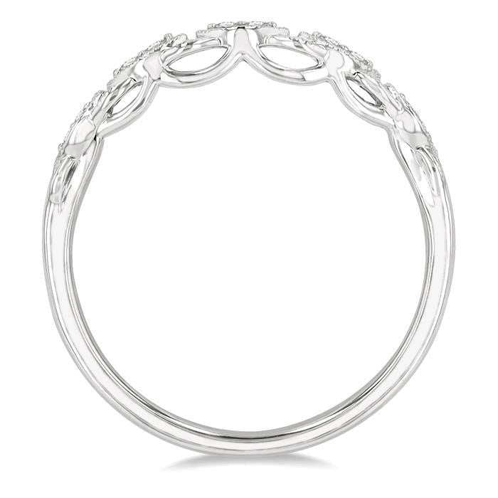 1/10 Ctw Marquise Shape Lattice Round Cut Diamond Wedding Band in 14K White Gold