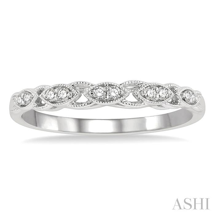 1/10 Ctw Marquise Shape Lattice Round Cut Diamond Wedding Band in 14K White Gold