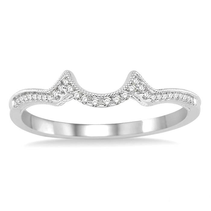 1/10 Ctw Round Cut Diamond Wedding Band in 14K White Gold