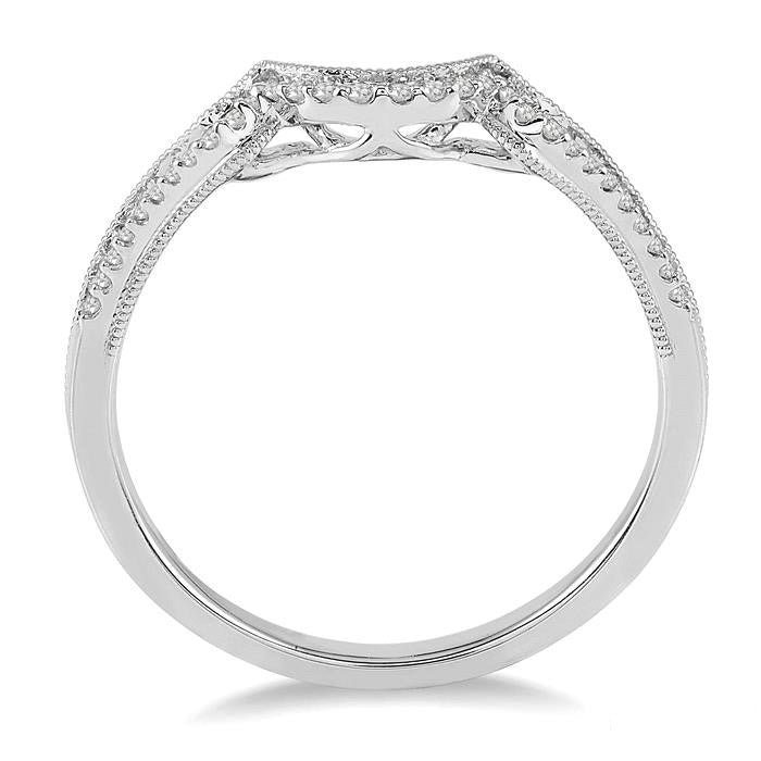 1/10 Ctw Round Cut Diamond Wedding Band in 14K White Gold