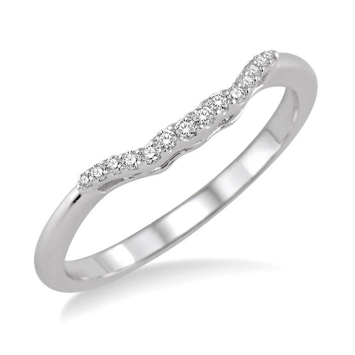 1/10 Ctw Round Cut Diamond Wedding Band in 14K White Gold