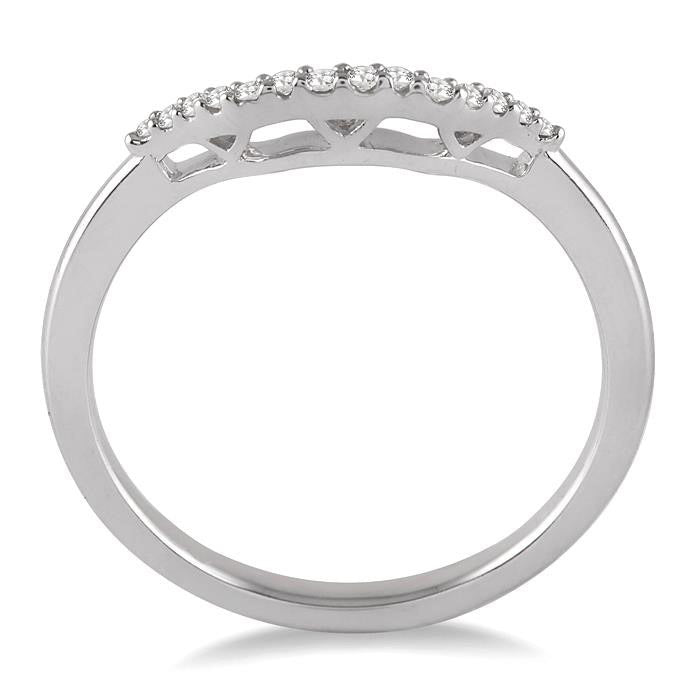 1/10 Ctw Round Cut Diamond Wedding Band in 14K White Gold