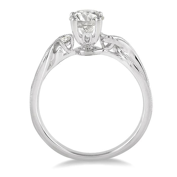 3/8 Ctw Diamond Engagement Ring with 1/3 Ct Round Cut Center Stone in 14K White Gold