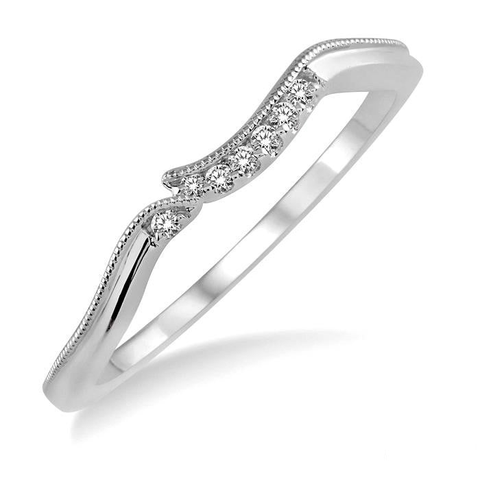 1/20 Ctw Round Cut Diamond Wedding Band in 14K White Gold