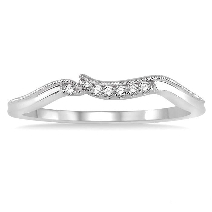 1/20 Ctw Round Cut Diamond Wedding Band in 14K White Gold