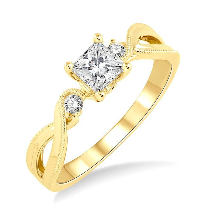1/20 Ctw Diamond Semi-Mount Engagement Ring in 14K Yellow Gold