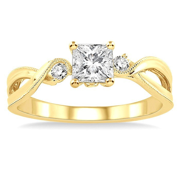 1/20 Ctw Diamond Semi-Mount Engagement Ring in 14K Yellow Gold