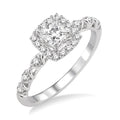 1/2 Ctw Diamond Engagement Ring with 1/4 Ct Princess Cut Center Stone in 14K White Gold