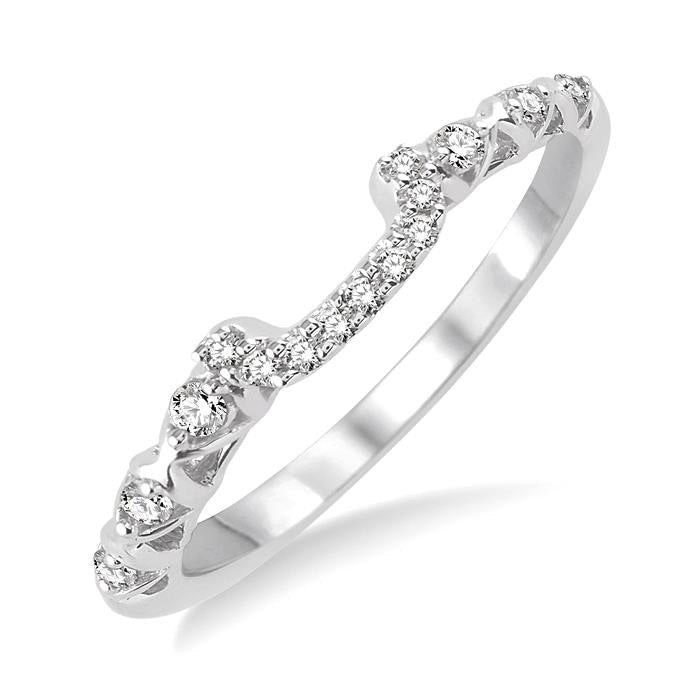 1/10 Ctw Round Cut Diamond Wedding Band in 14K White Gold