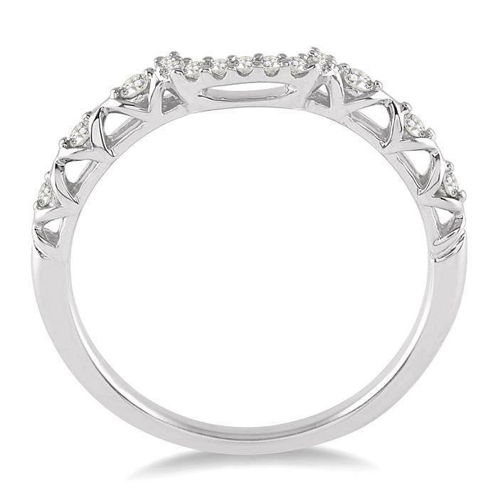 1/10 Ctw Round Cut Diamond Wedding Band in 14K White Gold