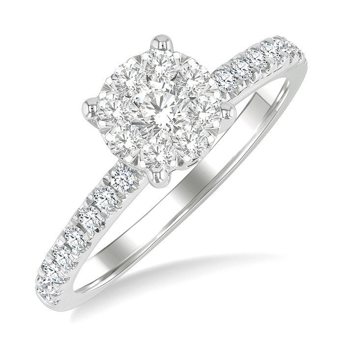 5/8 Ctw Round Shine Bright Diamond Engagement Ring in 14K White Gold