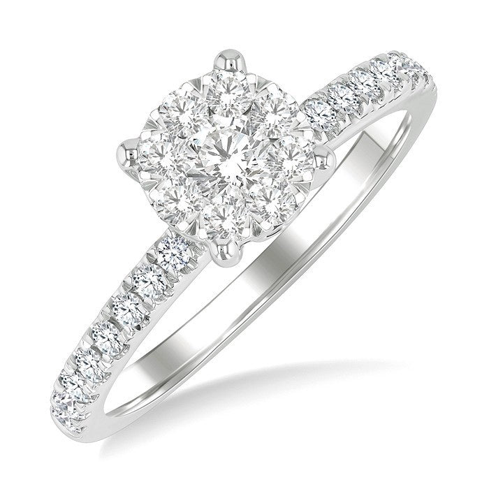 5/8 Ctw Round Shine Bright Diamond Engagement Ring in 14K White Gold