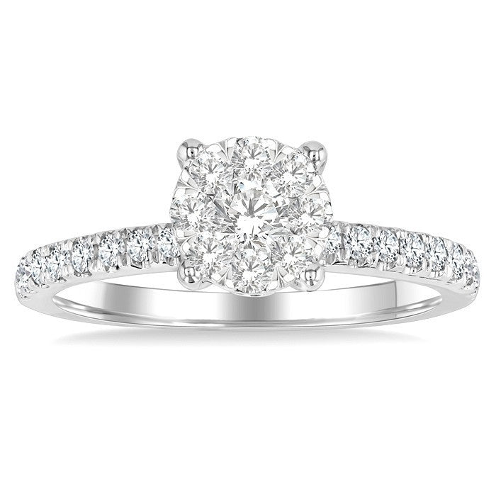 5/8 Ctw Round Shine Bright Diamond Engagement Ring in 14K White Gold