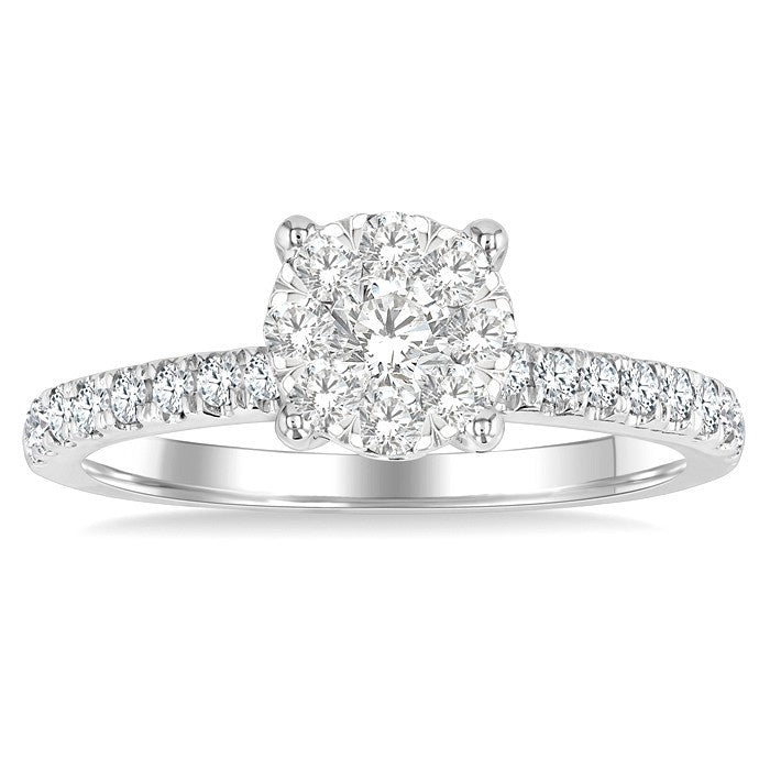 5/8 Ctw Round Shine Bright Diamond Engagement Ring in 14K White Gold
