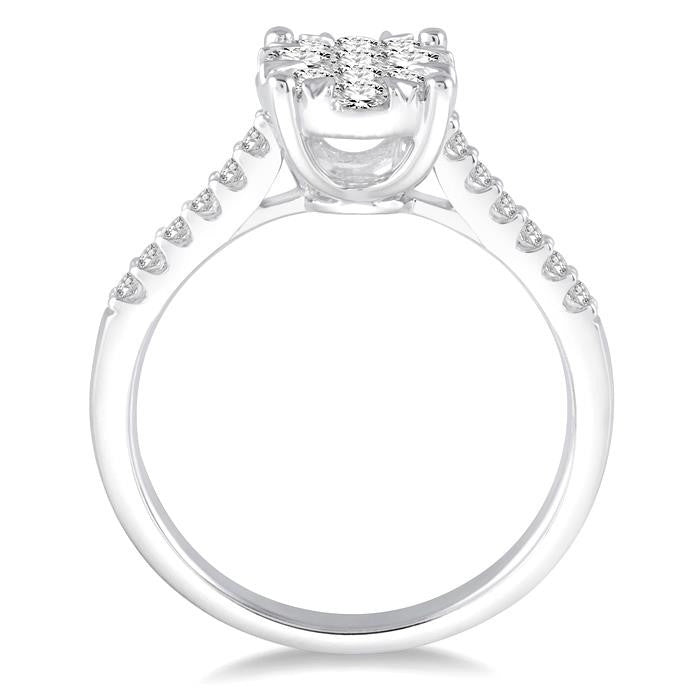 3/4 Ctw Oval Shape Diamond Shine Bright Ring in 14K White Gold