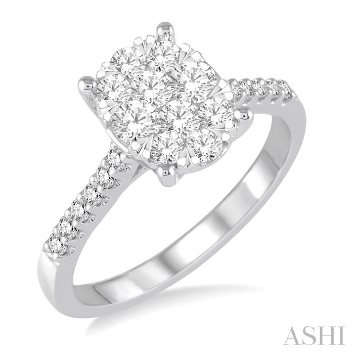 3/4 Ctw Oval Shape Diamond Shine Bright Ring in 14K White Gold