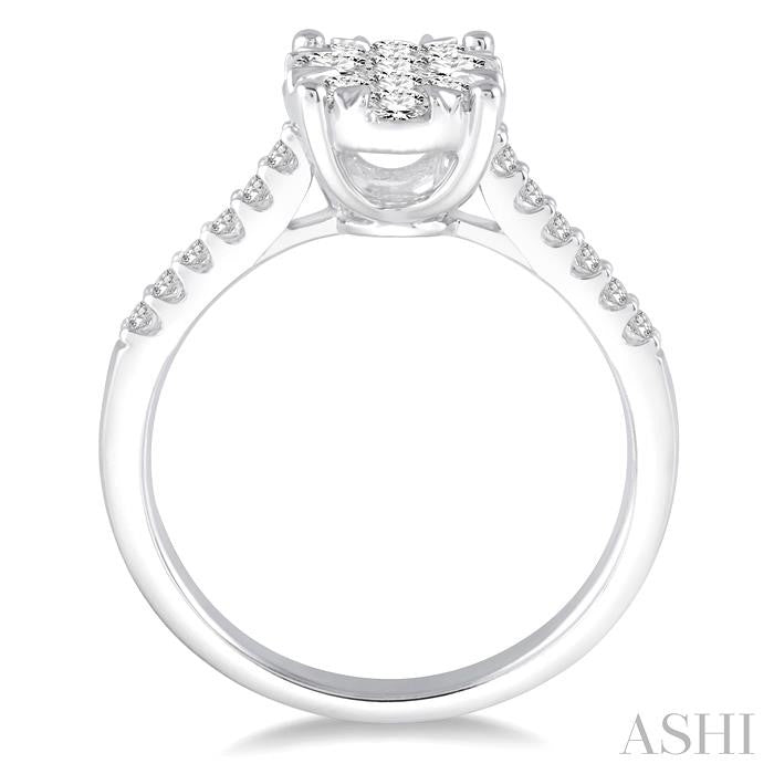 3/4 Ctw Oval Shape Diamond Shine Bright Ring in 14K White Gold