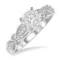 3/8 Ctw Circular Mount Marquise Lattice Shine Bright Round Cut Diamond Ring in 14K White Gold