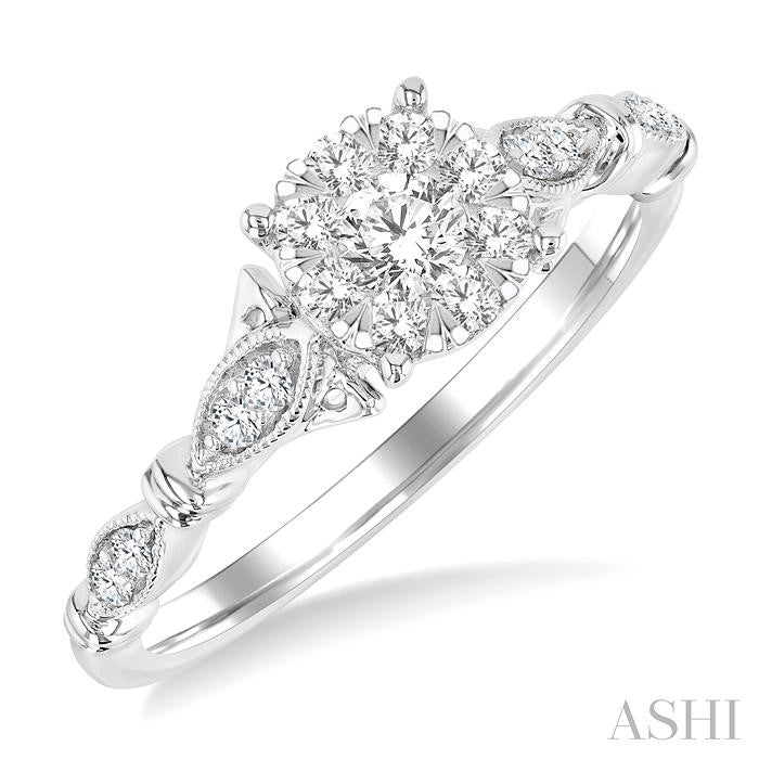 3/8 Ctw Round Shine Bright Diamond Engagement Ring in 14K White Gold