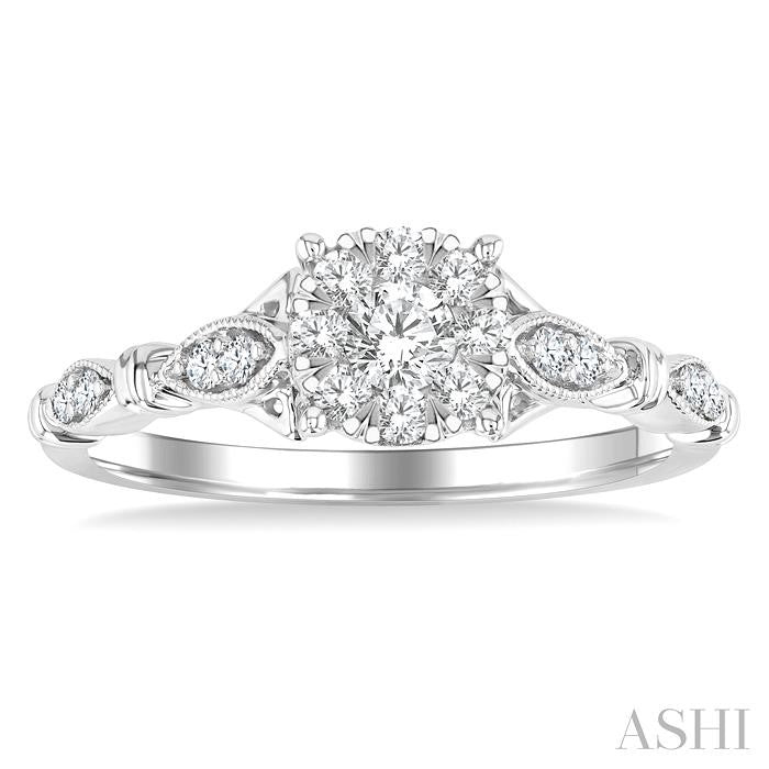 3/8 Ctw Round Shine Bright Diamond Engagement Ring in 14K White Gold