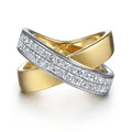 14K White Yellow Gold Criss Cross Diamond Ring