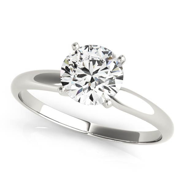 14K White Gold Round Solitaire Engagement Ring