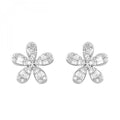 10K White Gold Diamond Flower Earrings 0.5Ctw