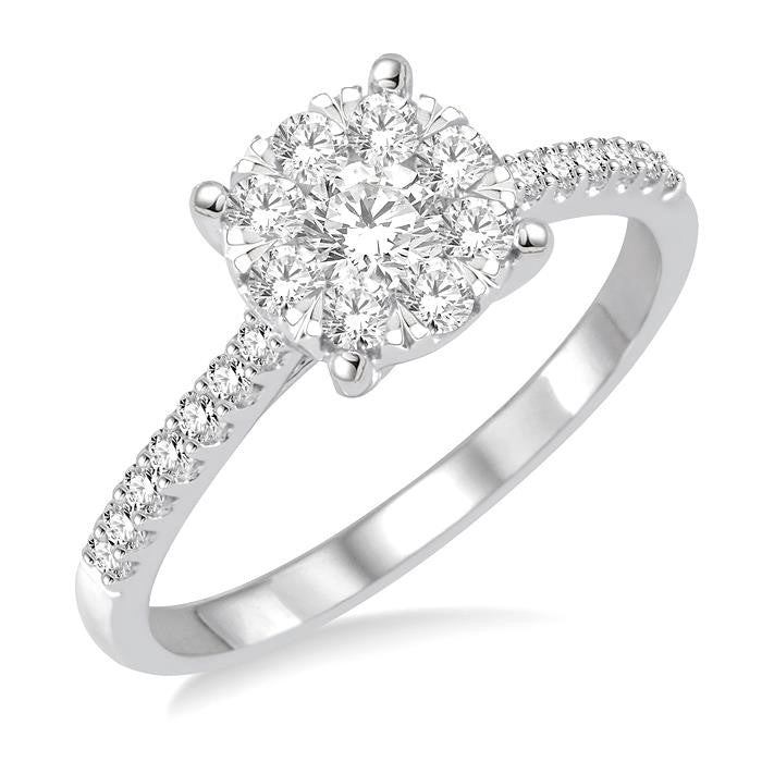 3/4 Ctw Round Cut Shine Bright Diamond Ring in 14K White Gold