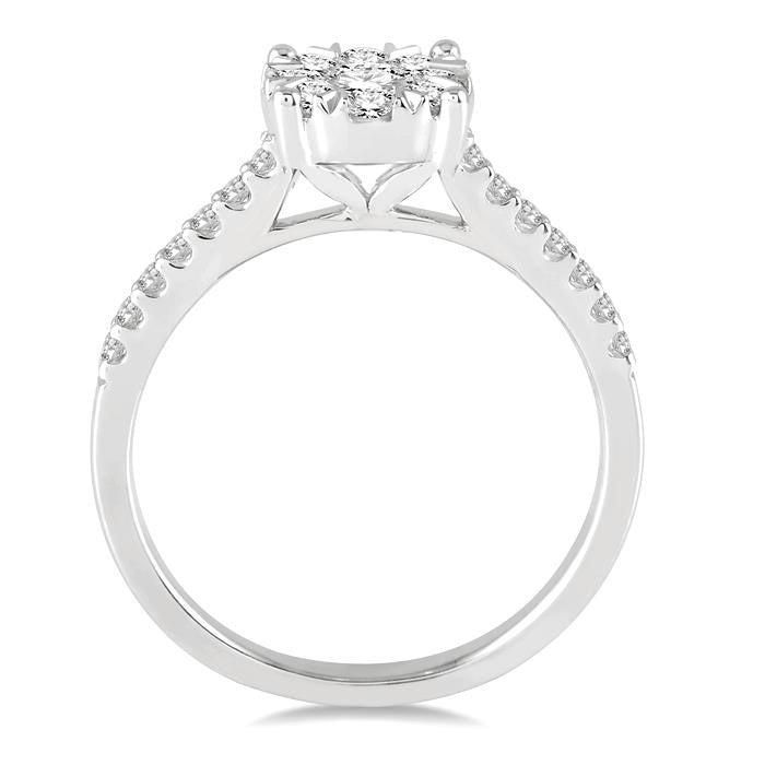 3/4 Ctw Round Cut Shine Bright Diamond Ring in 14K White Gold