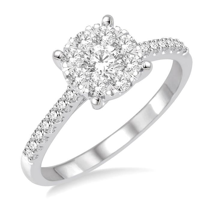 3/4 Ctw Round Cut Shine Bright Diamond Ring in 14K White Gold