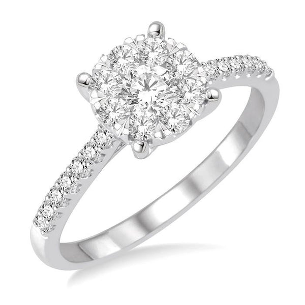 3/4 Ctw Round Cut Shine Bright Diamond Ring in 14K White Gold