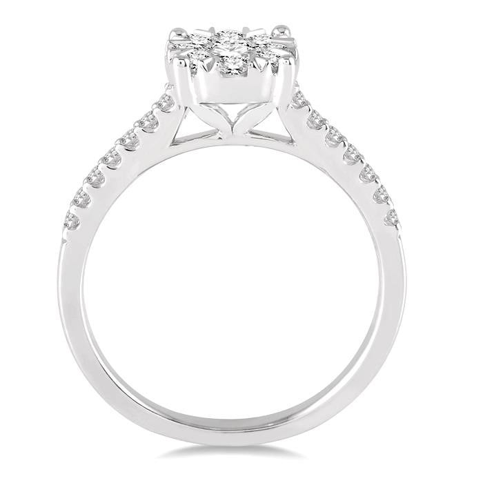 3/4 Ctw Round Cut Shine Bright Diamond Ring in 14K White Gold