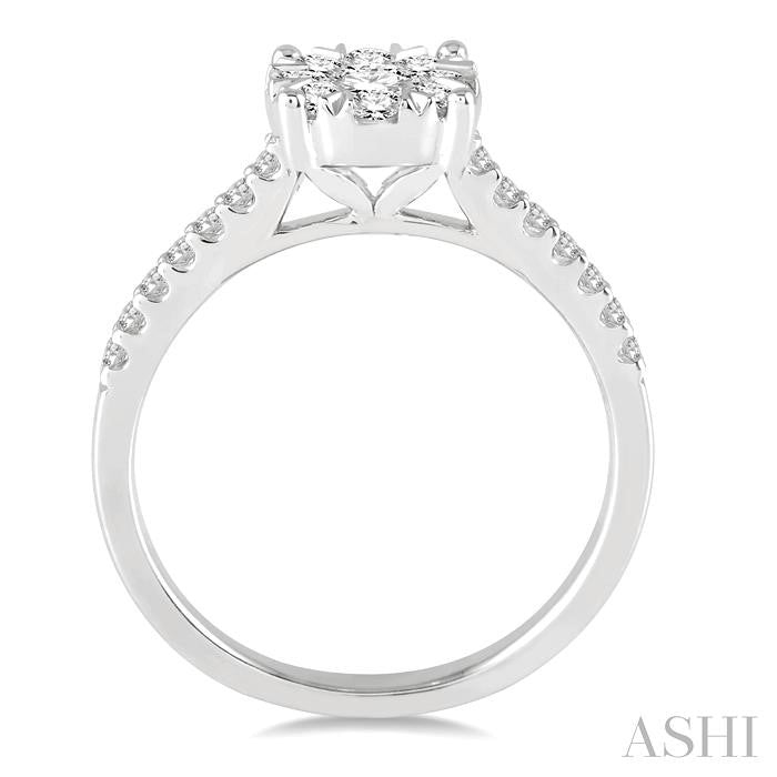 3/4 Ctw Round Cut Shine Bright Diamond Ring in 14K White Gold