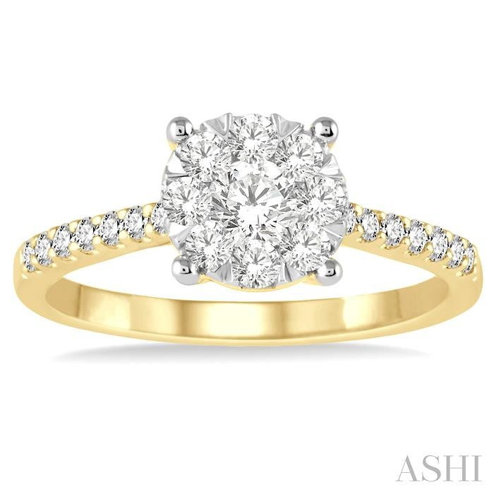 3/4 Ctw Round Cut Shine Bright Diamond Ring in 14K Yellow and White Gold