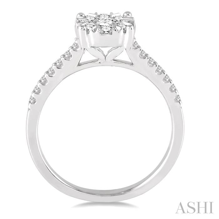 3/4 Ctw Round Cut Shine Bright Diamond Ring in 14K White Gold